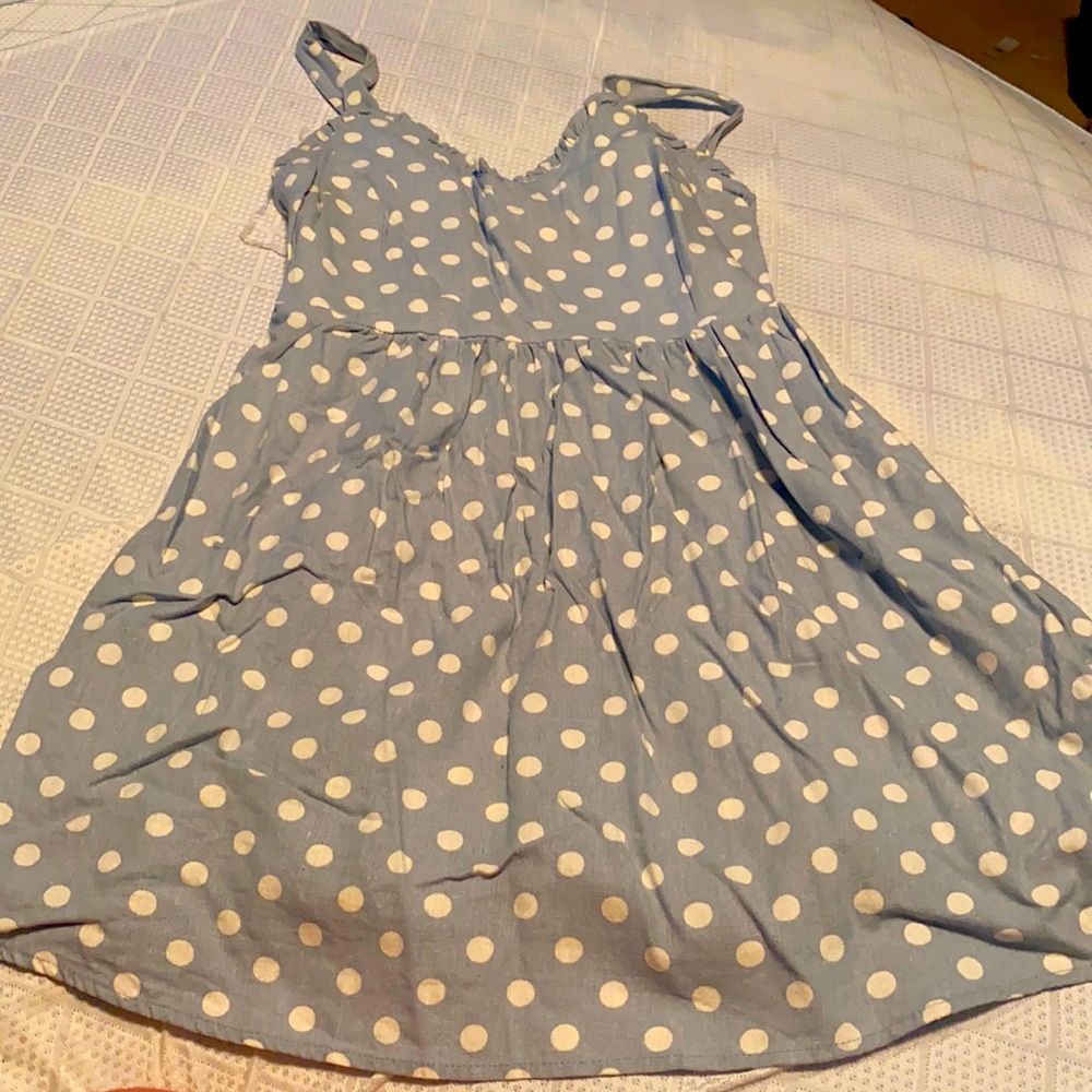 Blue polka dot dress S